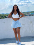 Blue Elastic Waist Tennis Skirt
